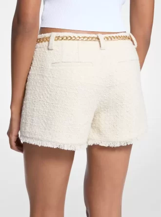 Pantaloni scurți mini din tweed cu gene