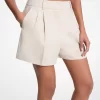 Pantaloni scurți plisați din in și bumbac