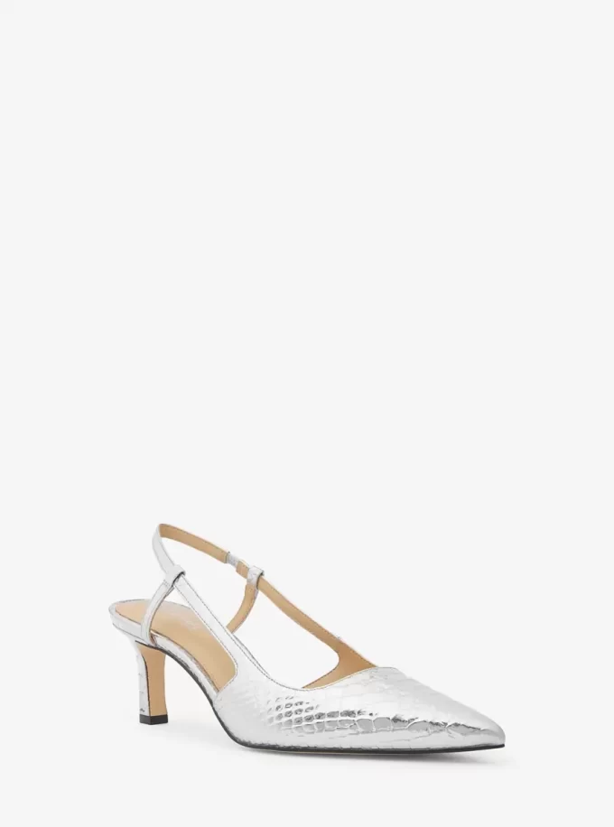 Pantofi cu toc Alora din piele cu model metalic în relief cu model șarpe Pantofi cu toc Alora din piele cu model metalic în relief cu model șarpe