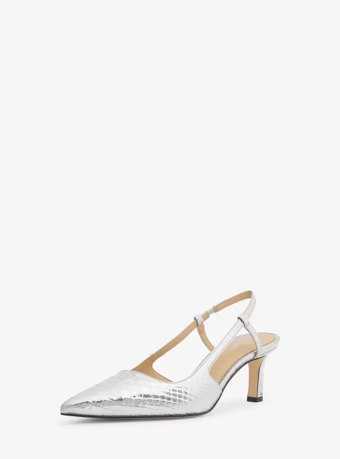 Pantofi cu toc Alora din piele cu model metalic în relief cu model șarpe Pantofi cu toc Alora din piele cu model metalic în relief cu model șarpe