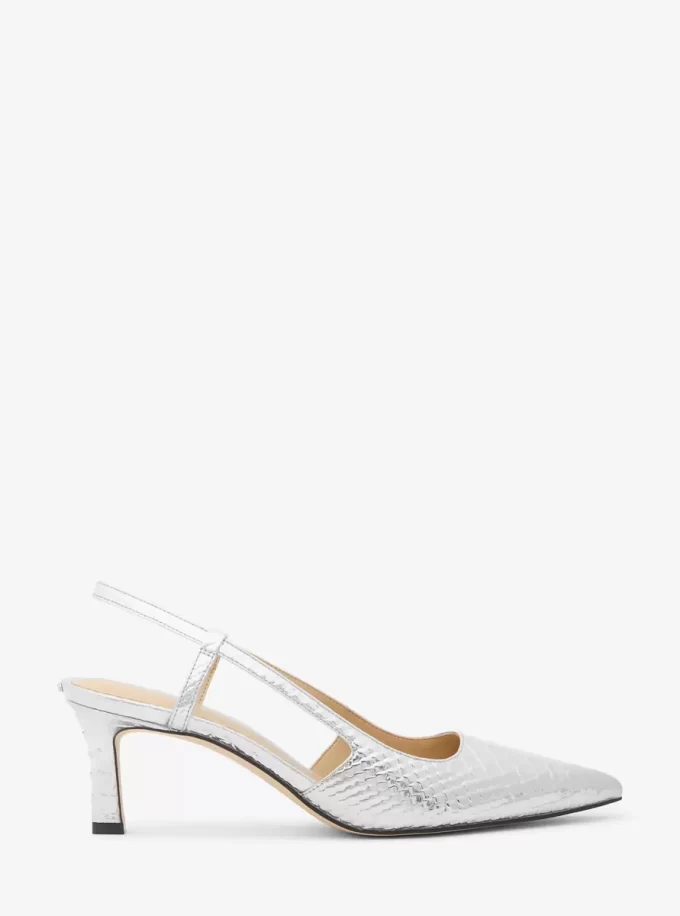 Pantofi cu toc Alora din piele cu model metalic în relief cu model șarpe Pantofi cu toc Alora din piele cu model metalic în relief cu model șarpe