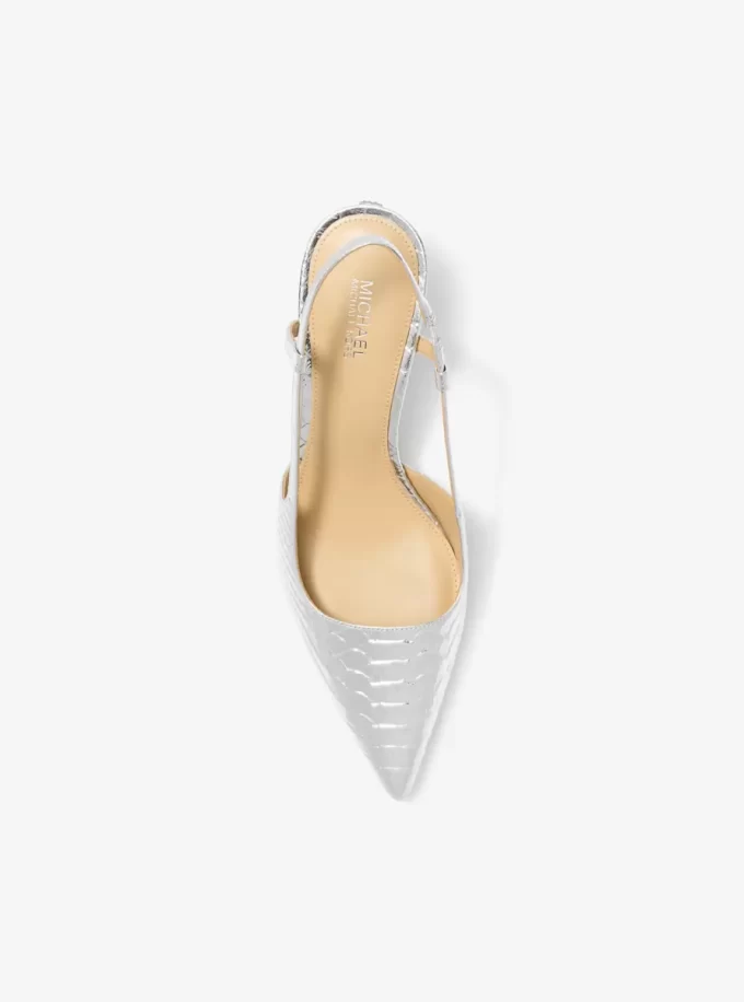 Pantofi cu toc Alora din piele cu model metalic în relief cu model șarpe Pantofi cu toc Alora din piele cu model metalic în relief cu model șarpe