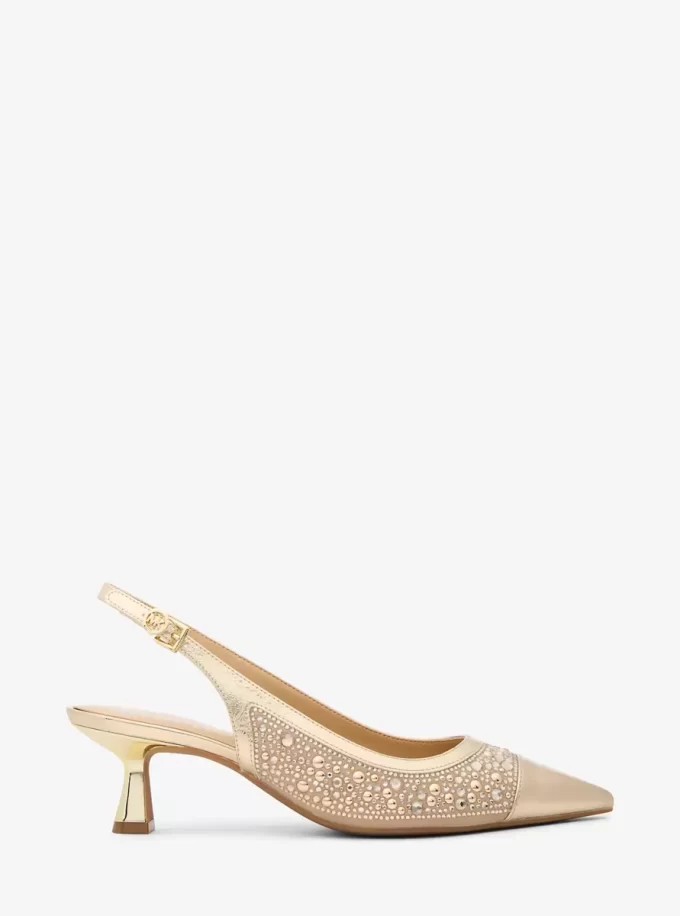 Pantofi cu toc metalic Amali cu ornament