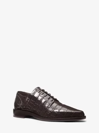 Pantofi Oxford Annette din piele lăcuită cu aspect de crocodil
