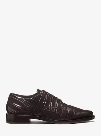 Pantofi Oxford Annette din piele lăcuită cu aspect de crocodil