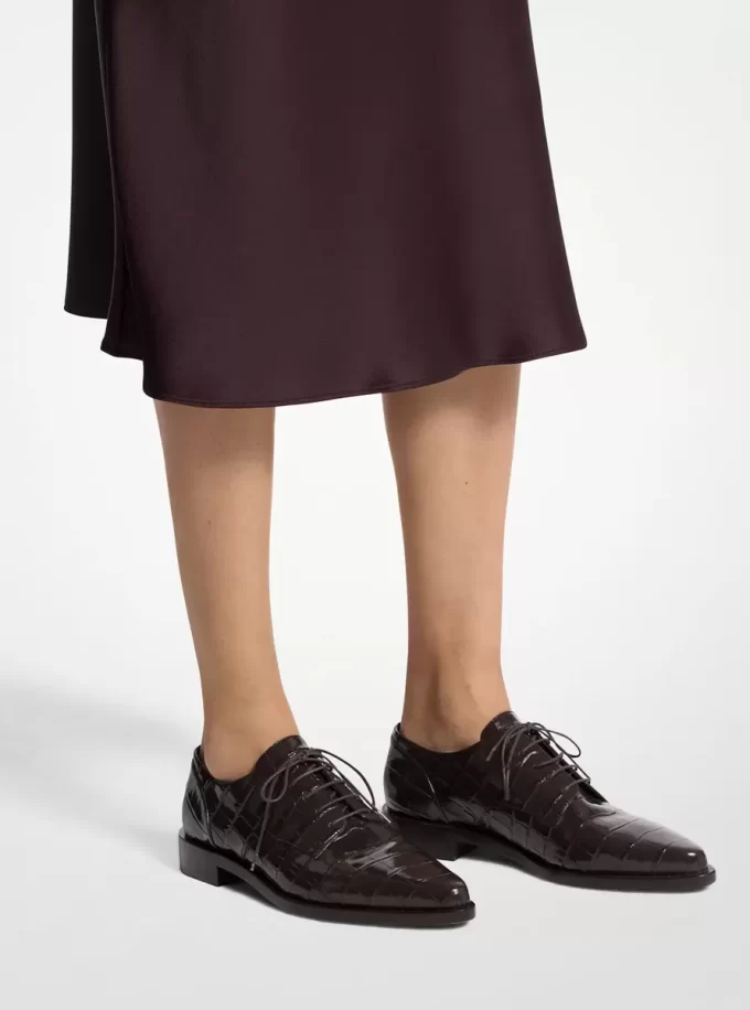 Pantofi Oxford Annette din piele lăcuită cu aspect de crocodil Pantofi Oxford Annette din piele lăcuită cu aspect de crocodil