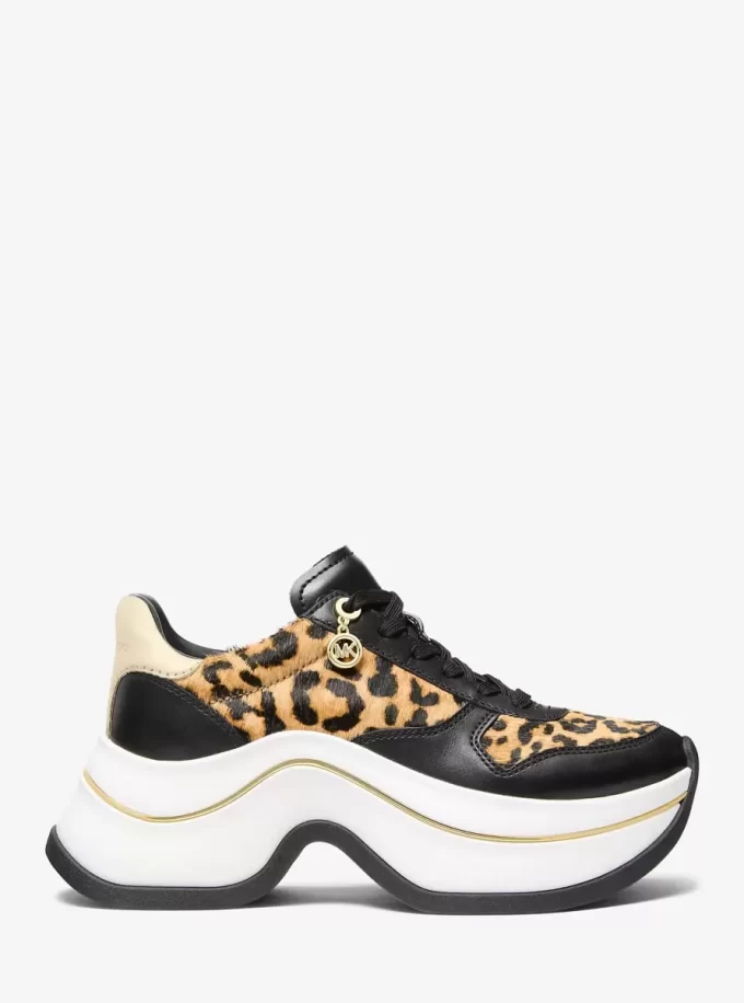 Pantofi sport Arla din piele și păr de vițel cu imprimeu leopard Pantofi sport Arla din piele și păr de vițel cu imprimeu leopard