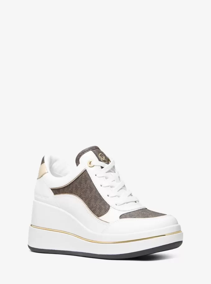 Pantofi sport cu platformă din piele și logo Emmy Signature Pantofi sport cu platformă din piele și logo Emmy Signature