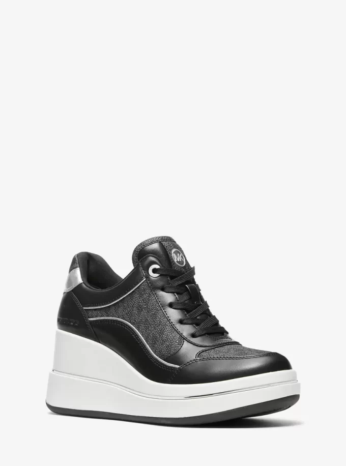 Pantofi sport cu platformă din piele și logo Emmy Signature Pantofi sport cu platformă din piele și logo Emmy Signature