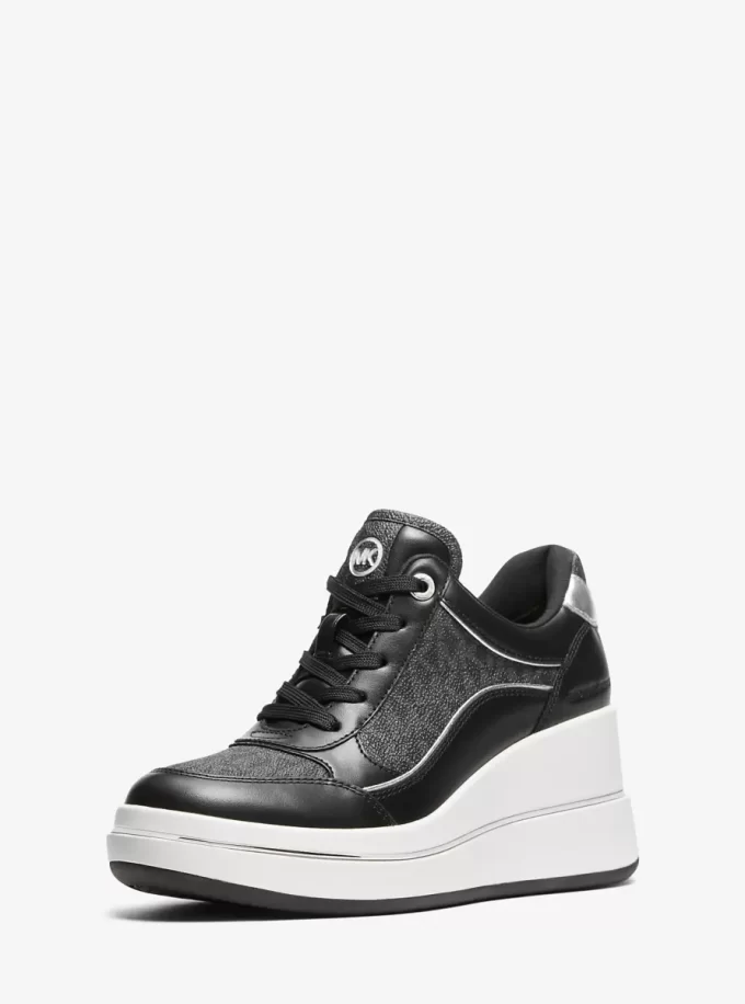 Pantofi sport cu platformă din piele și logo Emmy Signature Pantofi sport cu platformă din piele și logo Emmy Signature