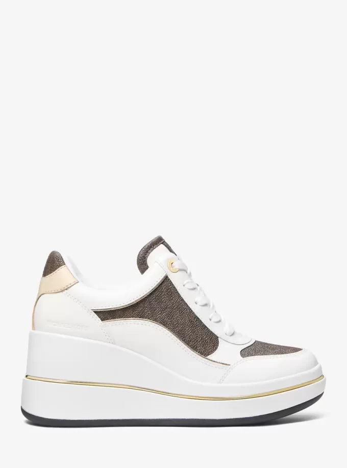 Pantofi sport cu platformă din piele și logo Emmy Signature Pantofi sport cu platformă din piele și logo Emmy Signature
