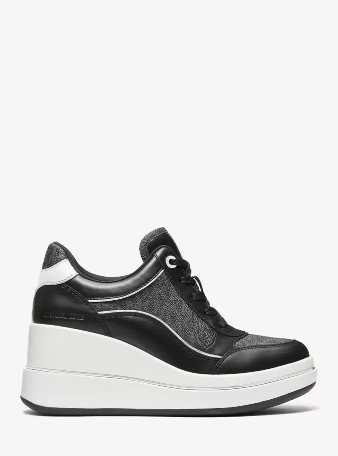 Pantofi sport cu platformă din piele și logo Emmy Signature Pantofi sport cu platformă din piele și logo Emmy Signature