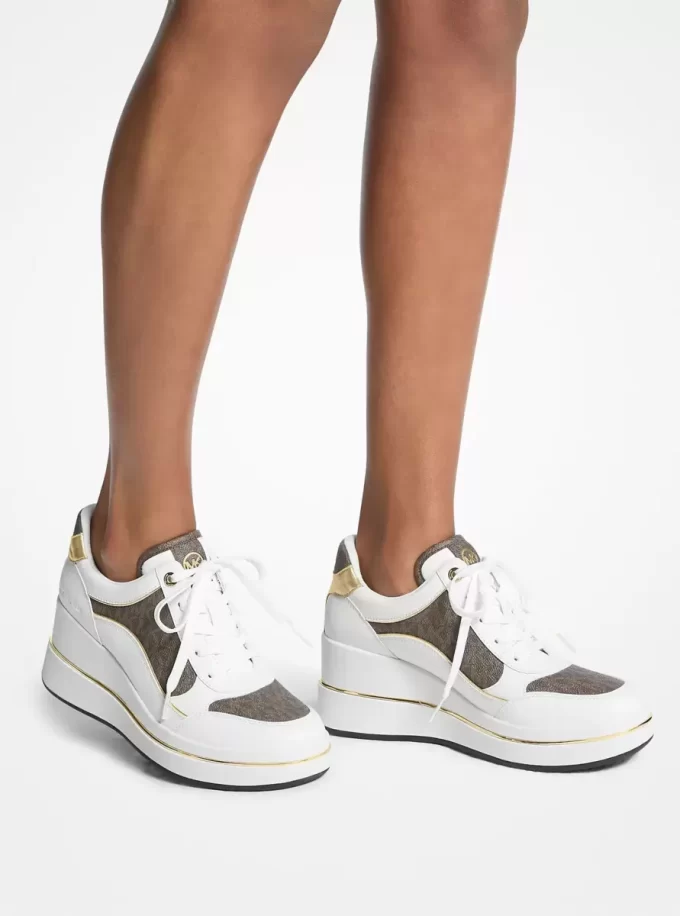 Pantofi sport cu platformă din piele și logo Emmy Signature Pantofi sport cu platformă din piele și logo Emmy Signature