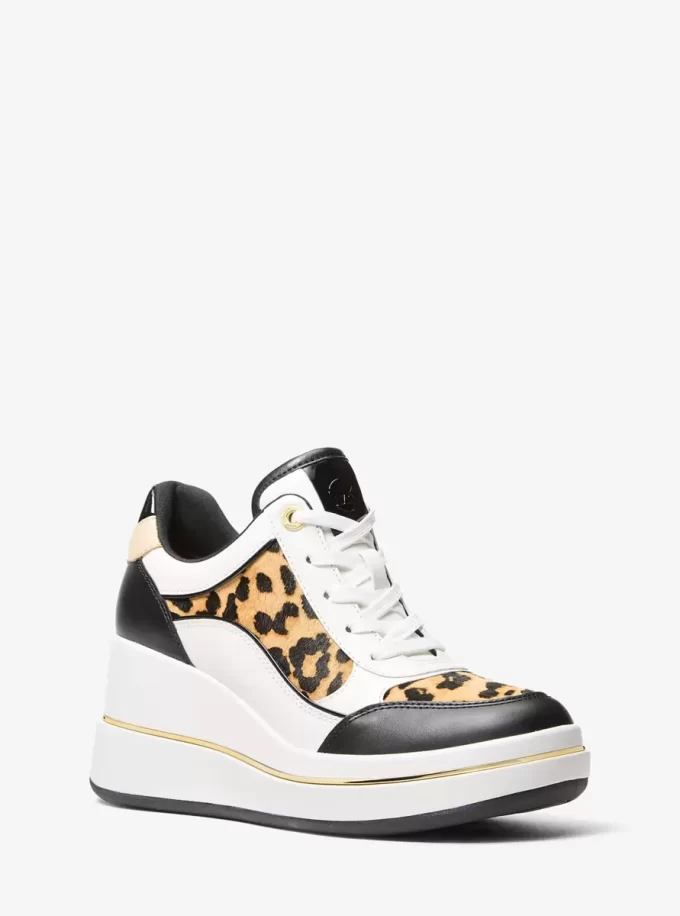 Pantofi sport cu platformă Emmy din piele și imprimeu leopard pentru bebeluși Pantofi sport cu platformă Emmy din piele și imprimeu leopard pentru bebeluși