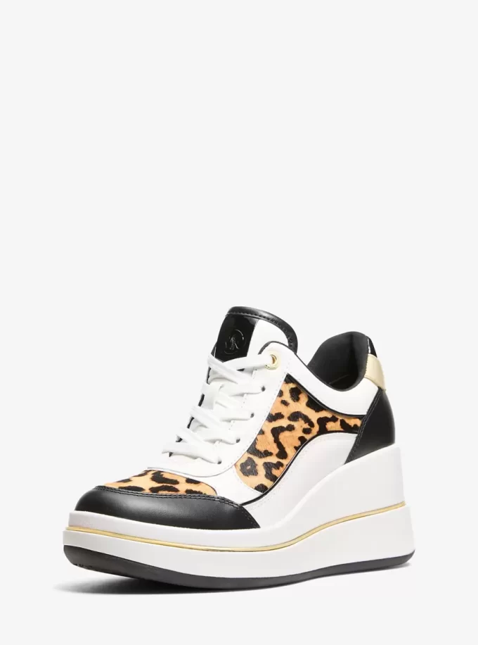 Pantofi sport cu platformă Emmy din piele și imprimeu leopard pentru bebeluși Pantofi sport cu platformă Emmy din piele și imprimeu leopard pentru bebeluși
