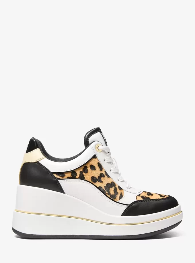 Pantofi sport cu platformă Emmy din piele și imprimeu leopard pentru bebeluși Pantofi sport cu platformă Emmy din piele și imprimeu leopard pentru bebeluși