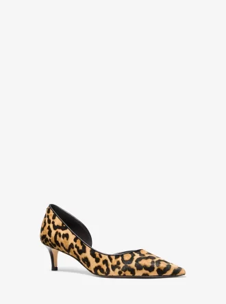 Pantofi sport Elyse cu imprimeu leopard și păr de vițel