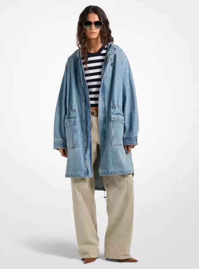 Parka din denim cu glugă