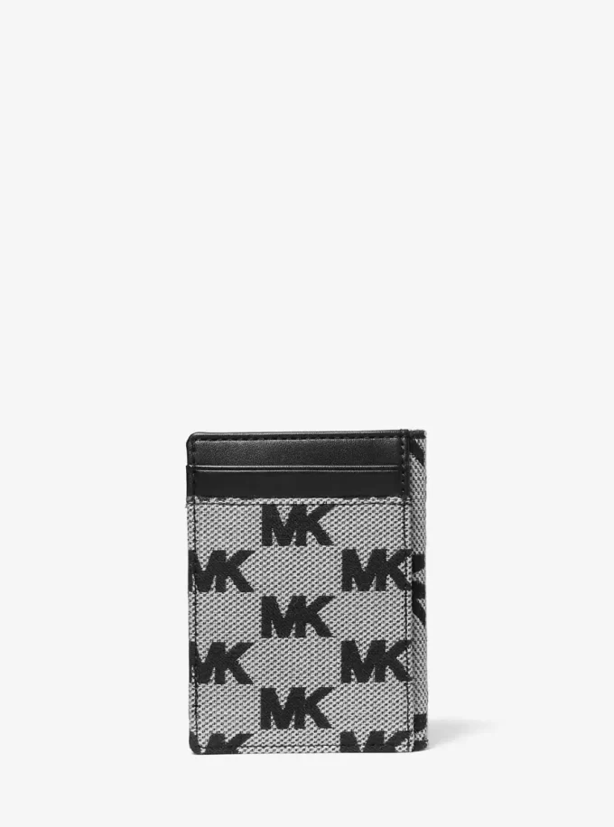 Portofel bifold cu logo jacquard Cooper