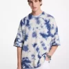 Pulover cu mânecă scurtă din lână și cașmir vopsit în stil Tie Dye Pulover cu mânecă scurtă din lână și cașmir vopsit în stil Tie Dye