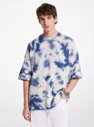 Pulover cu mânecă scurtă din lână și cașmir vopsit în stil Tie Dye