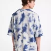 Pulover cu mânecă scurtă din lână și cașmir vopsit în stil Tie Dye Pulover cu mânecă scurtă din lână și cașmir vopsit în stil Tie Dye