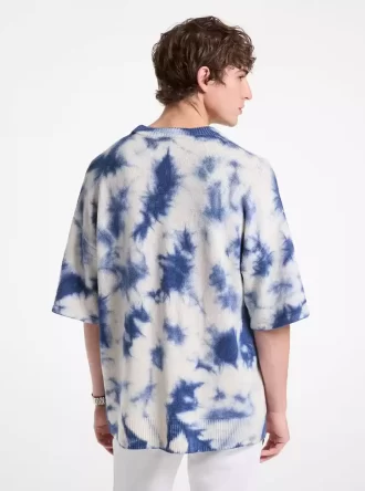 Pulover cu mânecă scurtă din lână și cașmir vopsit în stil Tie Dye