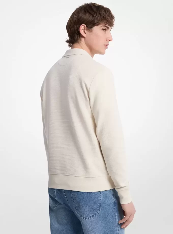 Pulover din amestec de bumbac cu fermoar pe jumătate Pulover din amestec de bumbac cu fermoar pe jumătate