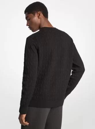 Pulover din bumbac jacquard cu logo