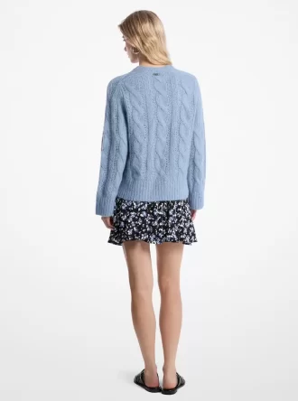 Pulover din nailon tricotat cu cabluri și amestec de alpaca