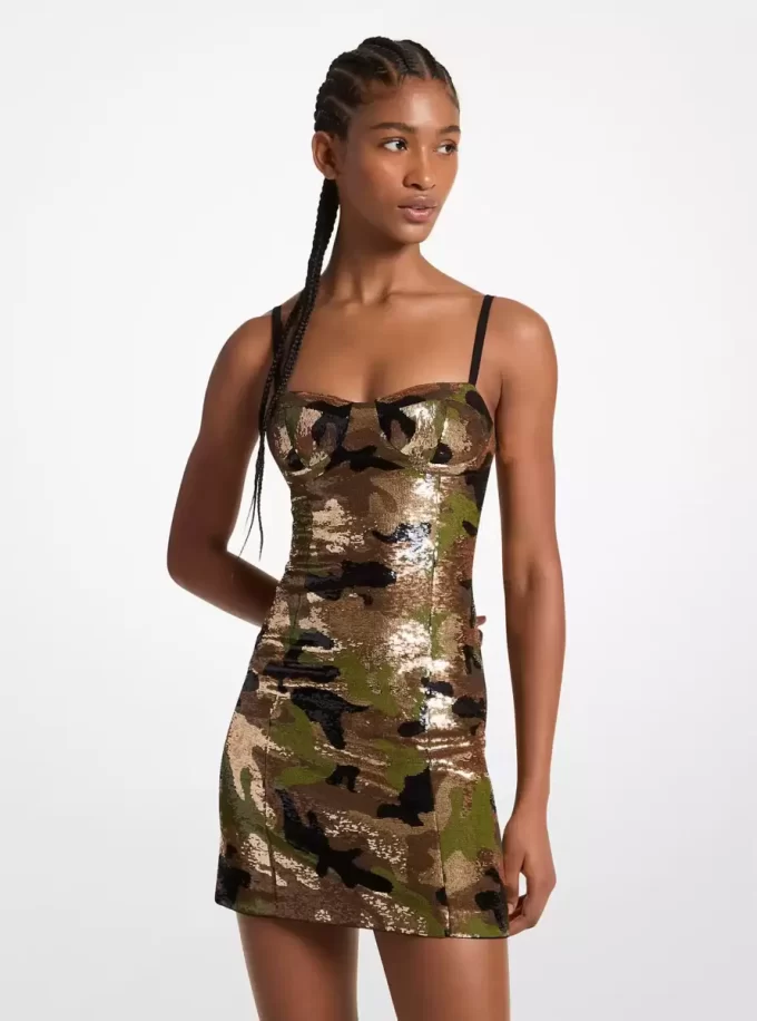 Rochie bustieră cu paiete de camuflaj Rochie bustieră cu paiete de camuflaj