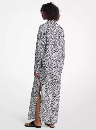 Rochie-cămașă din bumbac cu imprimeu floral