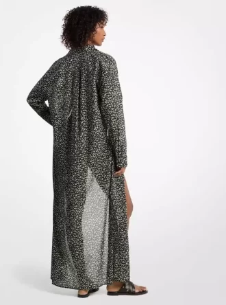 Rochie-cămașă din bumbac cu imprimeu floral