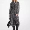 Rochie-cămașă Georgette cu imprimeu floral și smocked Rochie-cămașă Georgette cu imprimeu floral și smocked