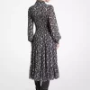 Rochie-cămașă Georgette cu imprimeu floral și smocked Rochie-cămașă Georgette cu imprimeu floral și smocked