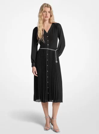 Rochie-cămașă plisată cu curea Georgette