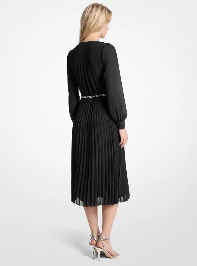 Rochie-cămașă plisată cu curea Georgette Rochie-cămașă plisată cu curea Georgette