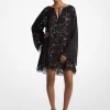 Rochie cu decolteu în V și dantelă florală, cu imprimeu de cordon Rochie cu decolteu în V și dantelă florală, cu imprimeu de cordon