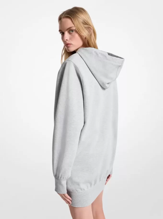 Rochie cu glugă din amestec de bumbac și umeri cu pernă Rochie cu glugă din amestec de bumbac și umeri cu pernă