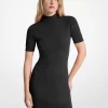 Rochie cu guler fals din tricot jacquard cu logo Rochie cu guler fals din tricot jacquard cu logo