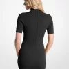 Rochie cu guler fals din tricot jacquard cu logo Rochie cu guler fals din tricot jacquard cu logo