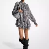 Rochie cu guler nou și imprimeu georgetă Paisley metalic Rochie cu guler nou și imprimeu georgetă Paisley metalic