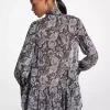 Rochie cu guler nou și imprimeu georgetă Paisley metalic Rochie cu guler nou și imprimeu georgetă Paisley metalic