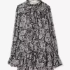 Rochie cu guler nou și imprimeu georgetă Paisley metalic Rochie cu guler nou și imprimeu georgetă Paisley metalic