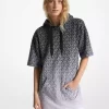 Rochie cu hanorac din bumbac și logo Ombré Signature