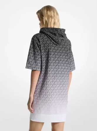 Rochie cu hanorac din bumbac și logo Ombré Signature