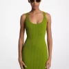 Rochie cu imprimeu de viscoză elastică și nervuri Rochie cu imprimeu de viscoză elastică și nervuri