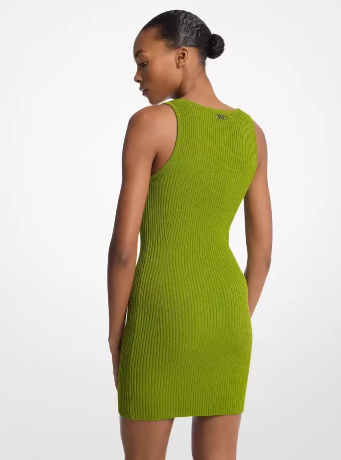 Rochie cu imprimeu de viscoză elastică și nervuri Rochie cu imprimeu de viscoză elastică și nervuri