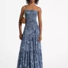 Rochie cu imprimeu floral din georgette și straturi smocked Rochie cu imprimeu floral din georgette și straturi smocked