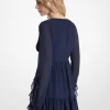 Rochie cu mânecă lungă din georgette cu volane